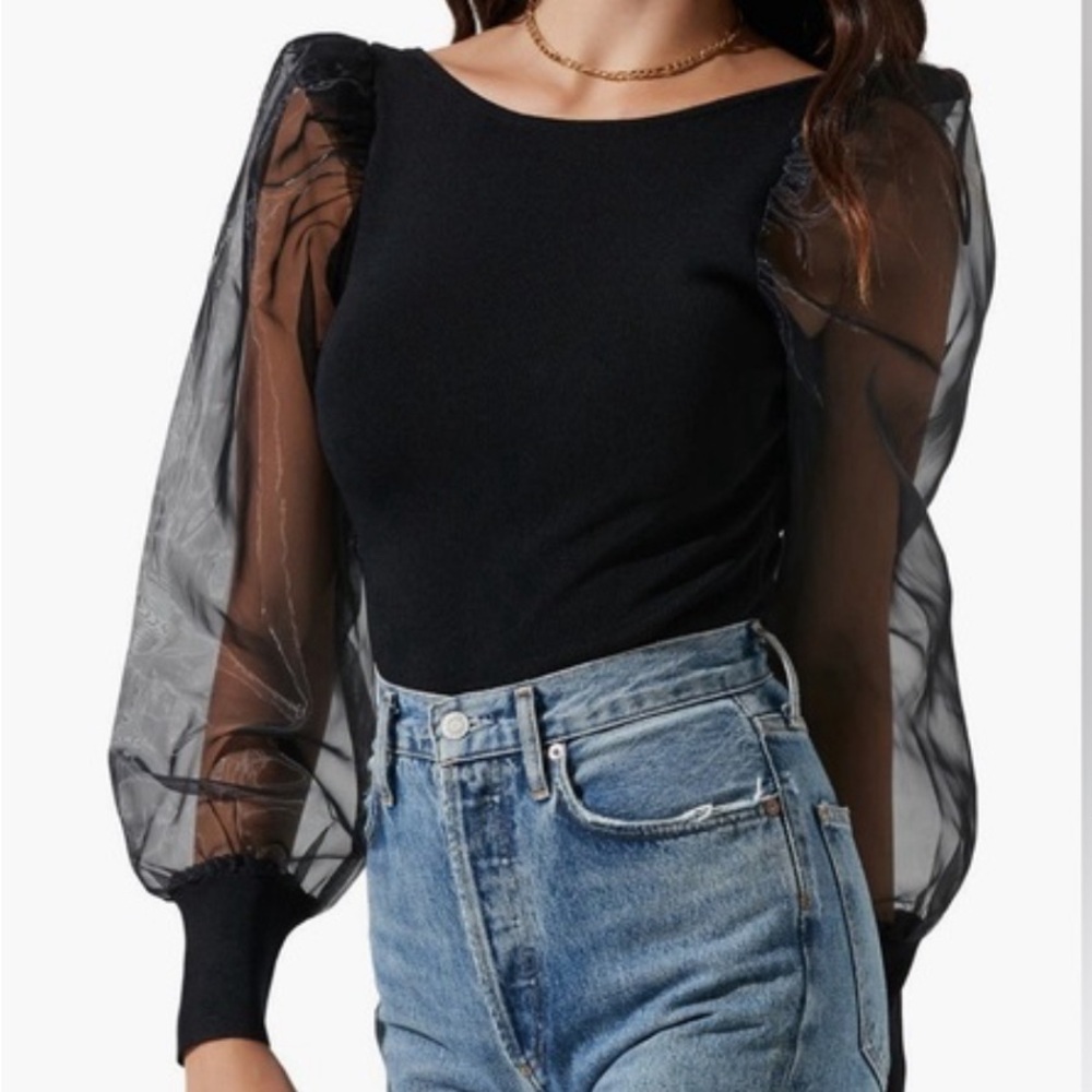 Astr the label organza sleeve bodysuit small